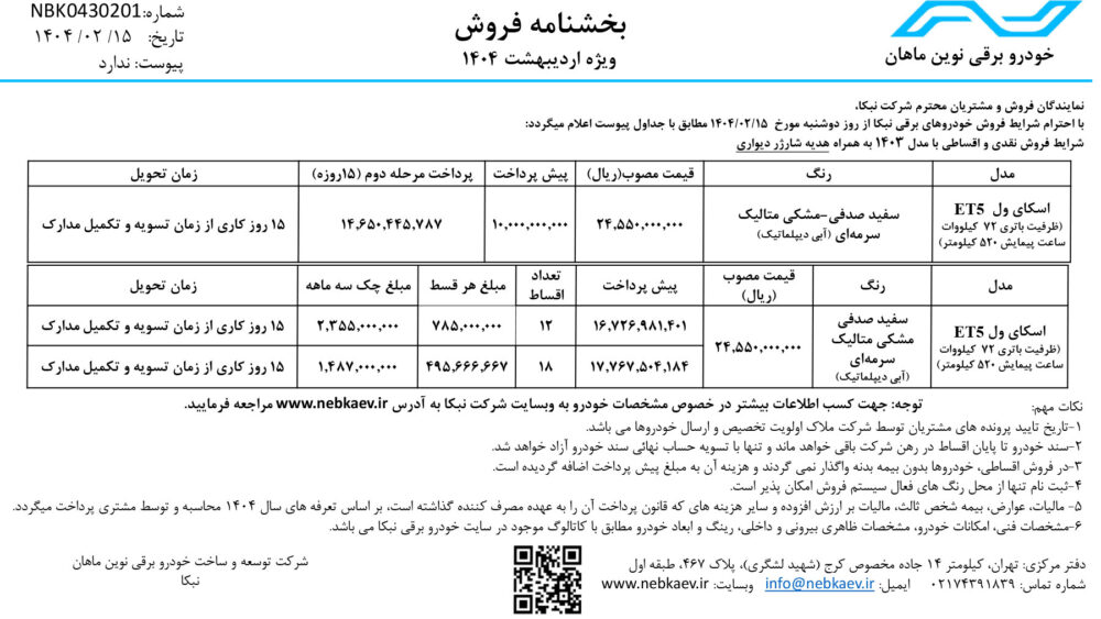 تحویل ۱۵ روزه با امکانات فول