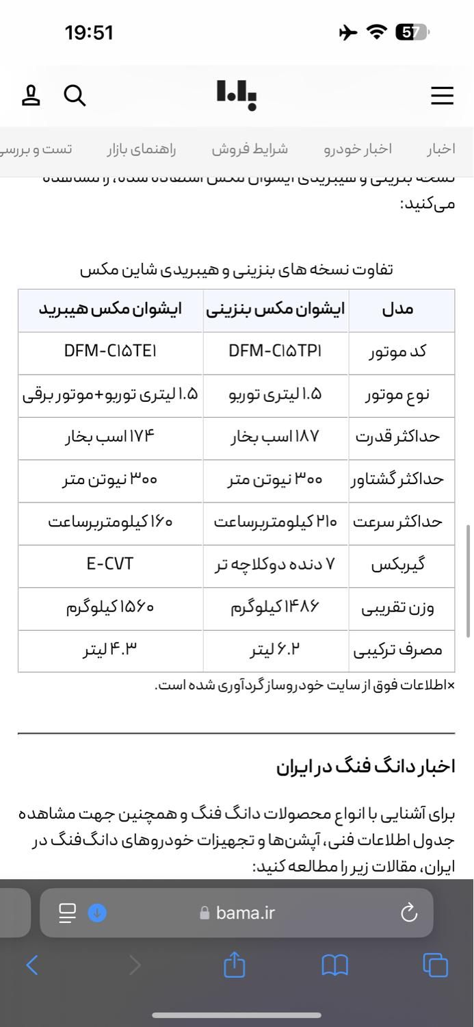 دانگ فنگ شاین مکس 1.5 لیتر توربو - 2024