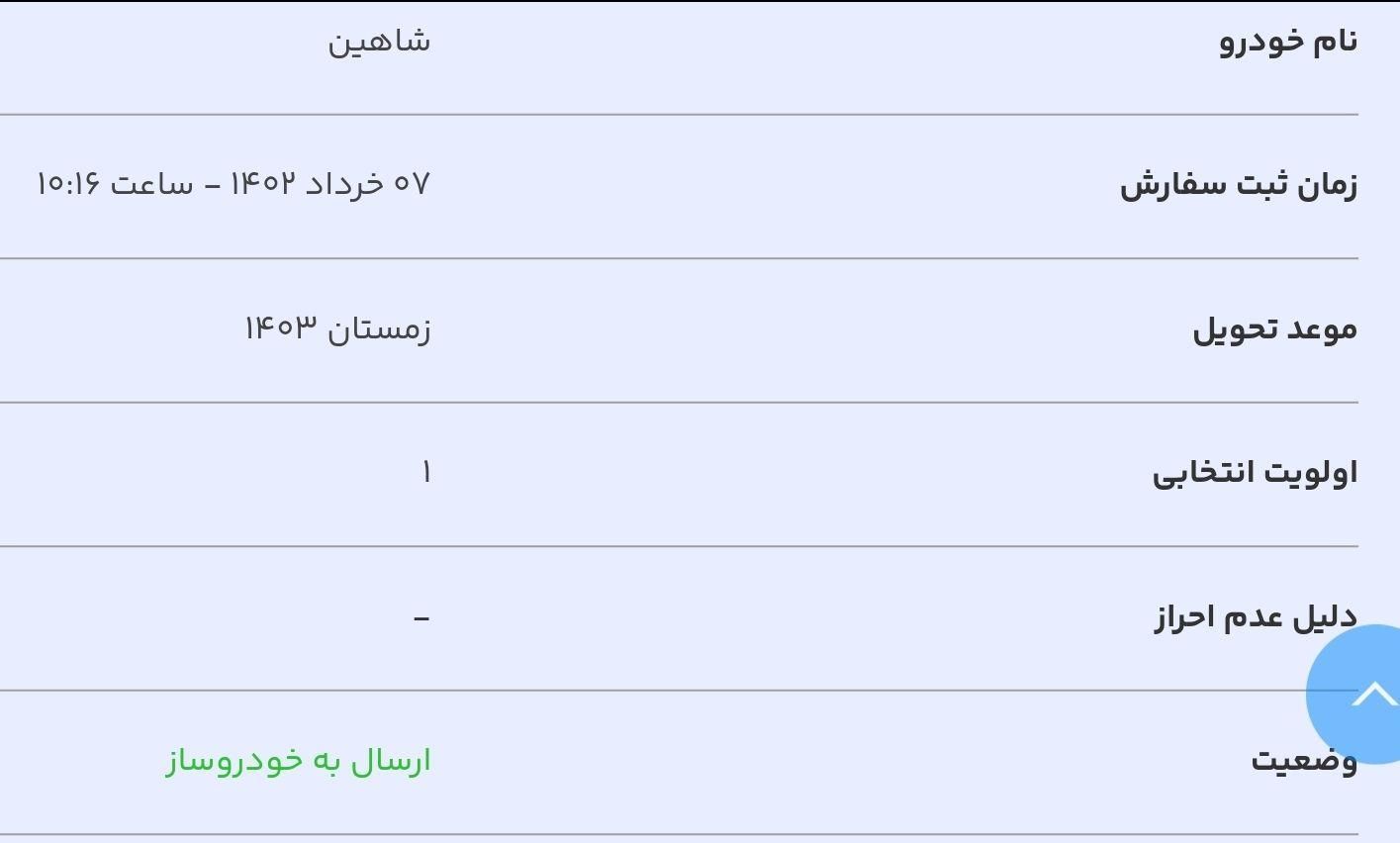 شاهین G دنده ای - 1403