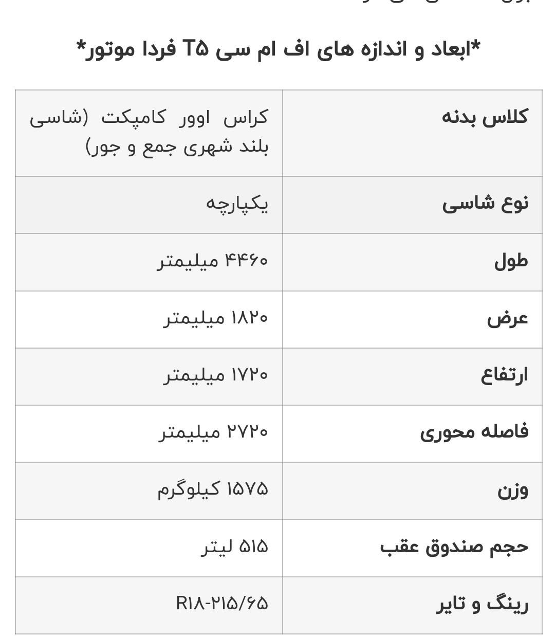 فردا T5 اتوماتیک - 2023