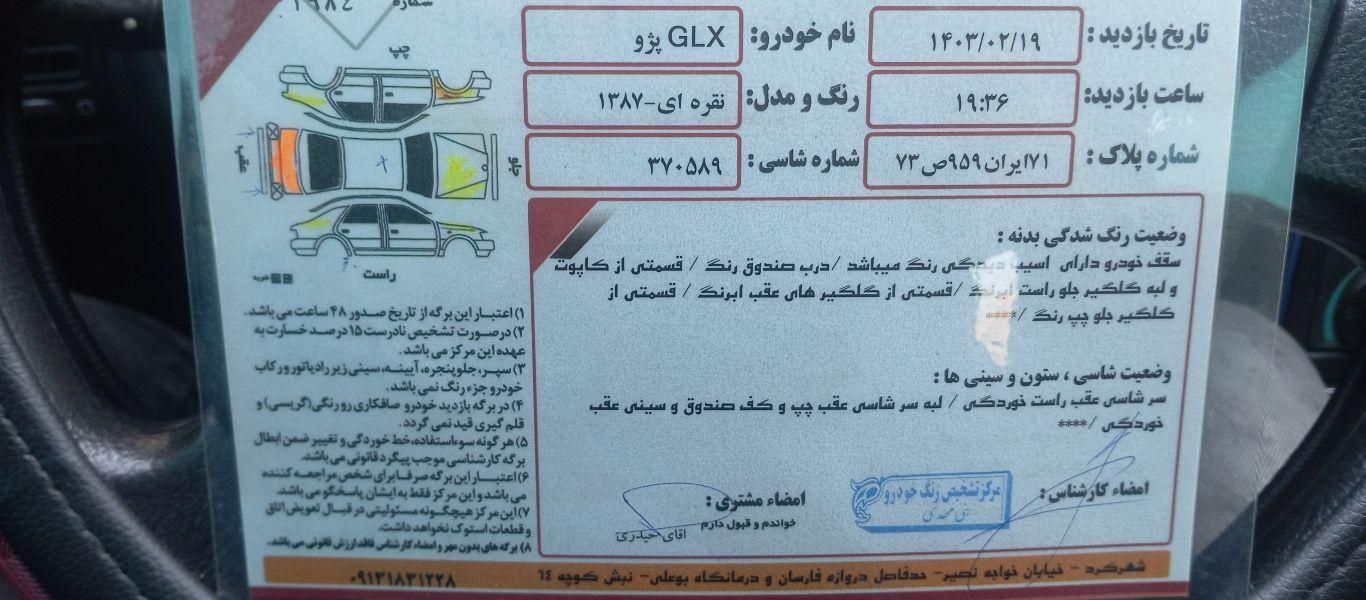 پژو 405 دوگانه سوز GLX - TU5 - 1388