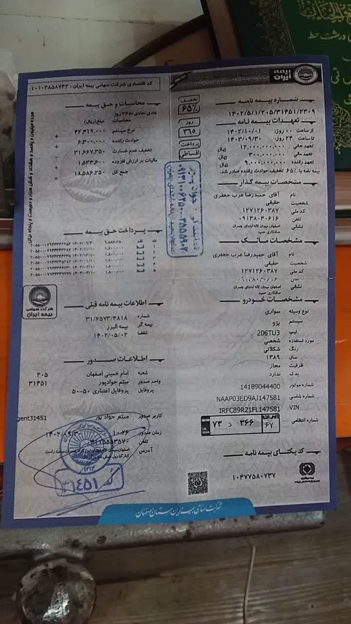 پژو 206 تیپ 3 - 1389