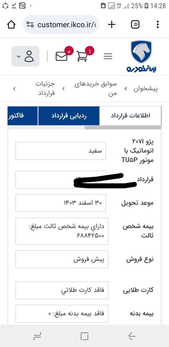 پژو 207 پانوراما اتوماتیک TU5P - 1403