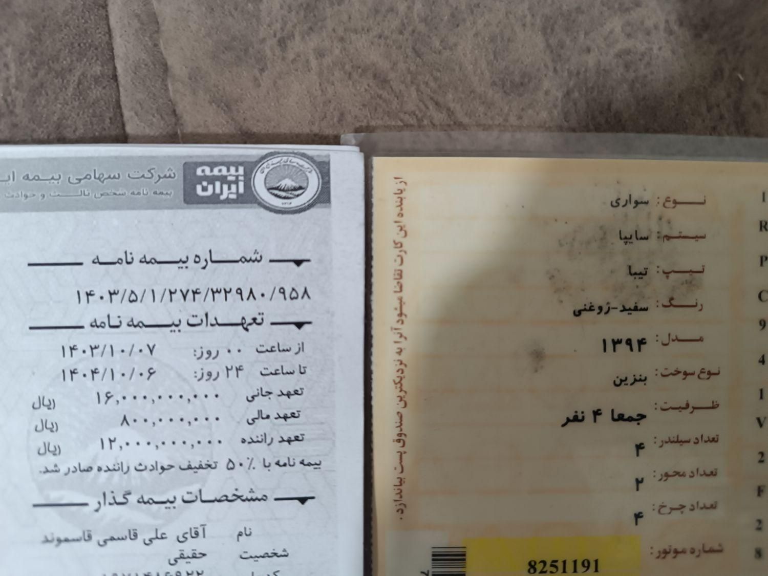 تیبا صندوق دار EX - 1394