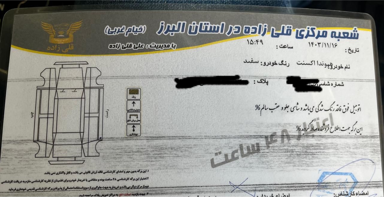 هیوندای اکسنت 1.6 لیتر بلو - 2016