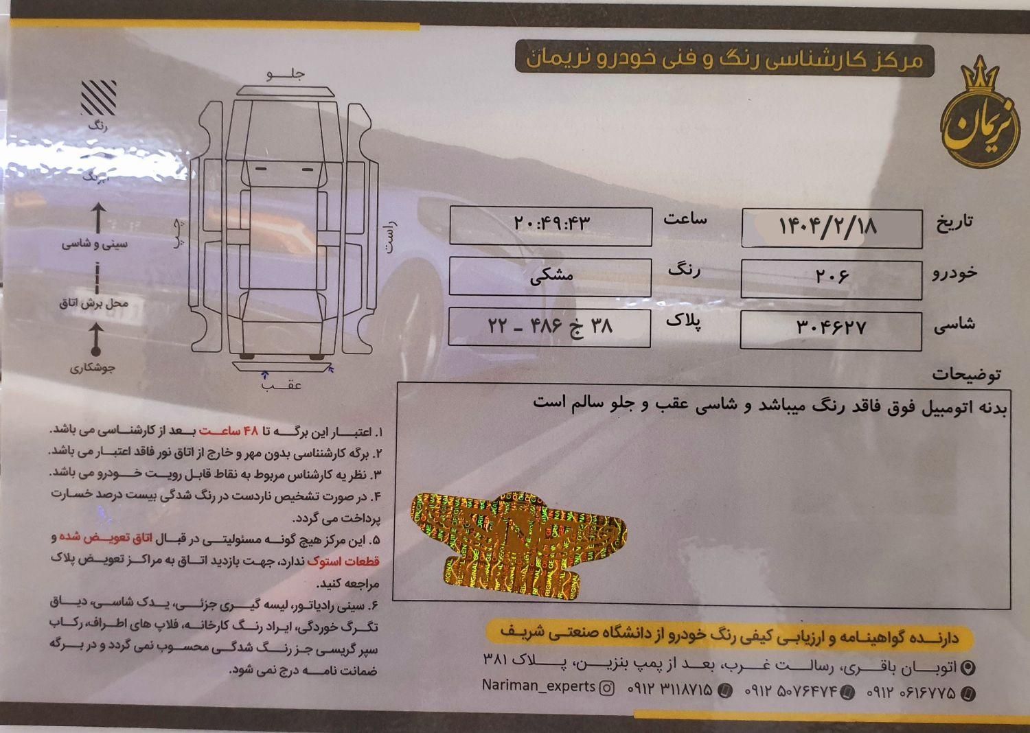 پژو 206 تیپ 3 پانوراما - 1401