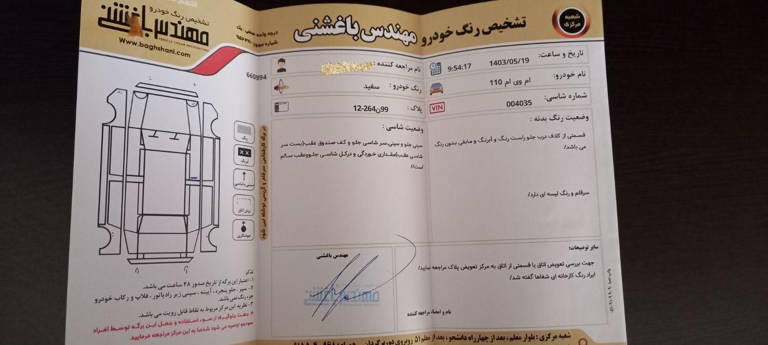 ام وی ام 110 چهار سیلندر دنده ای - 2011