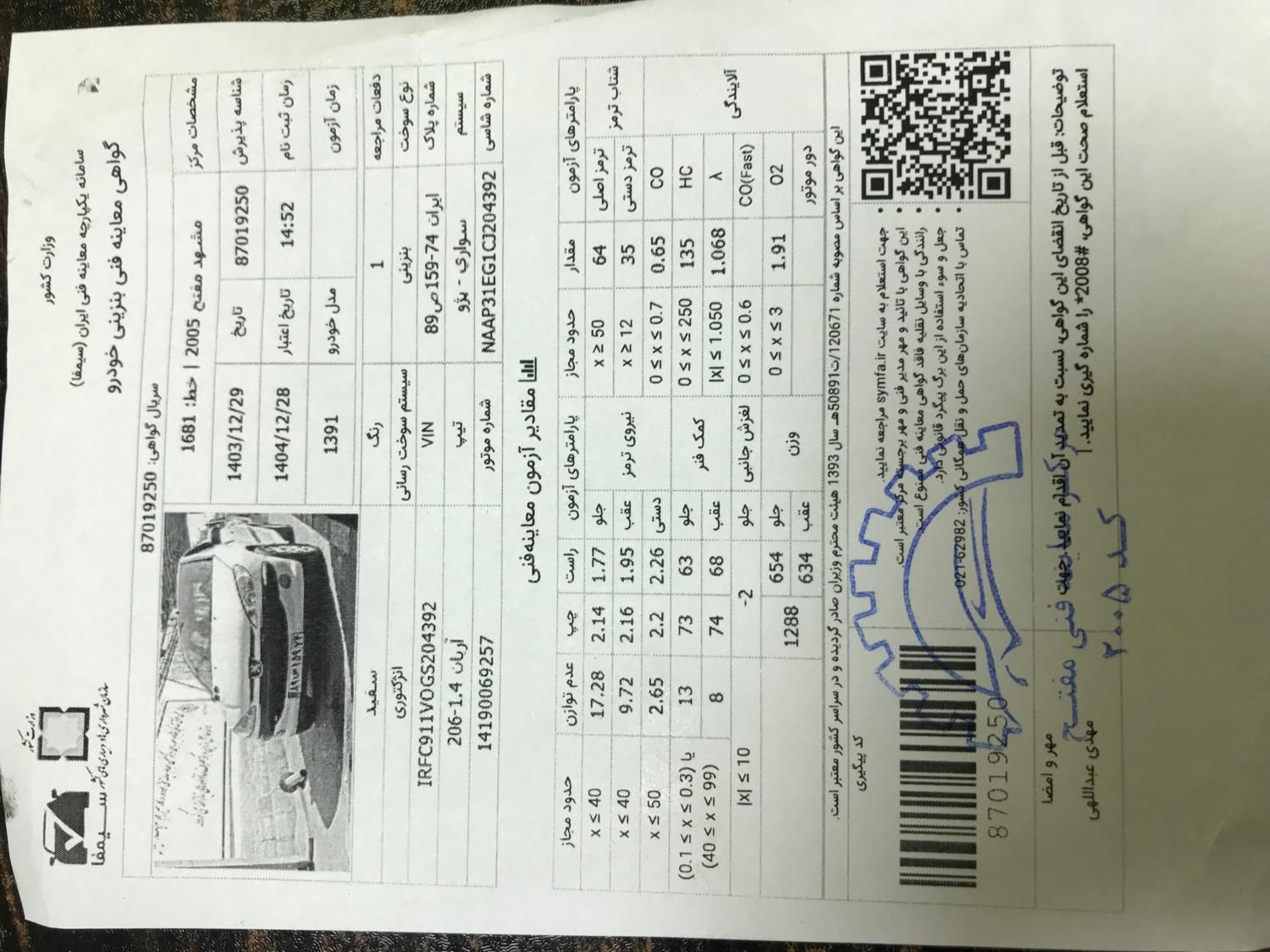 پژو 206 SD v20 - 1391