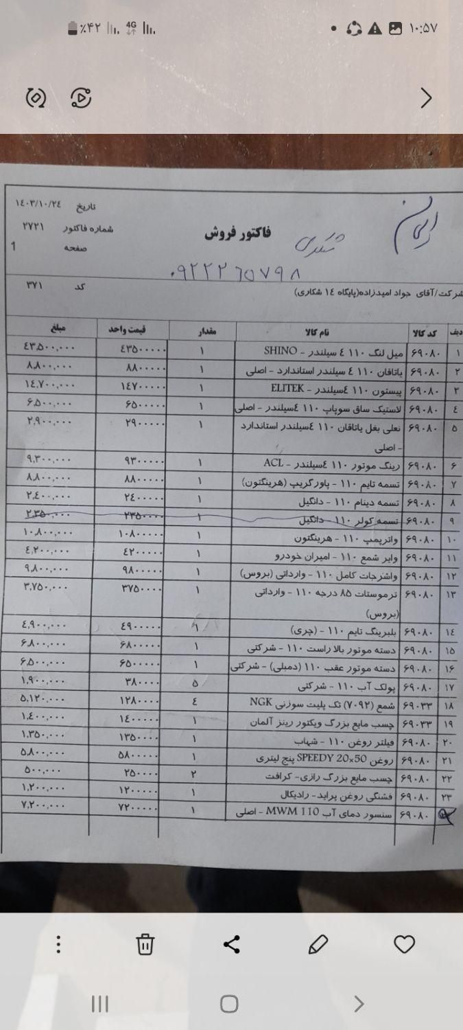 ام وی ام 110 چهار سیلندر دنده ای - 2010