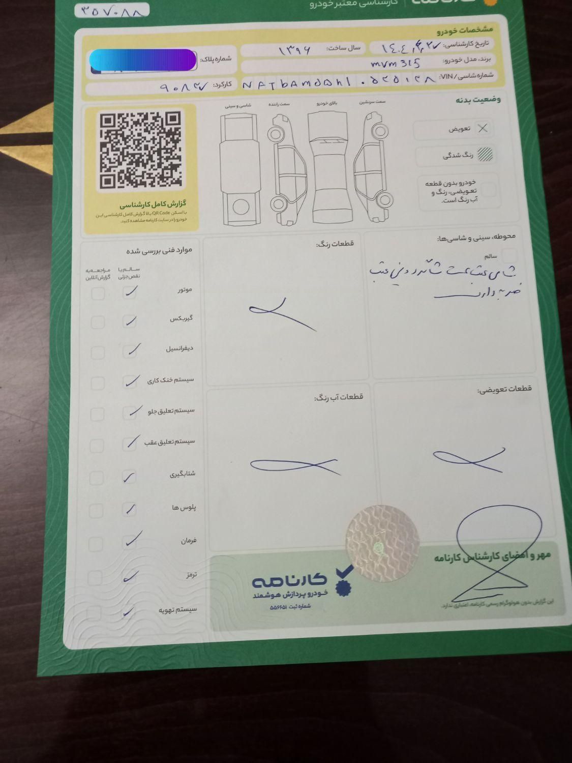 ام وی ام 315 هاچ بک اسپرت لاکچری - 1396