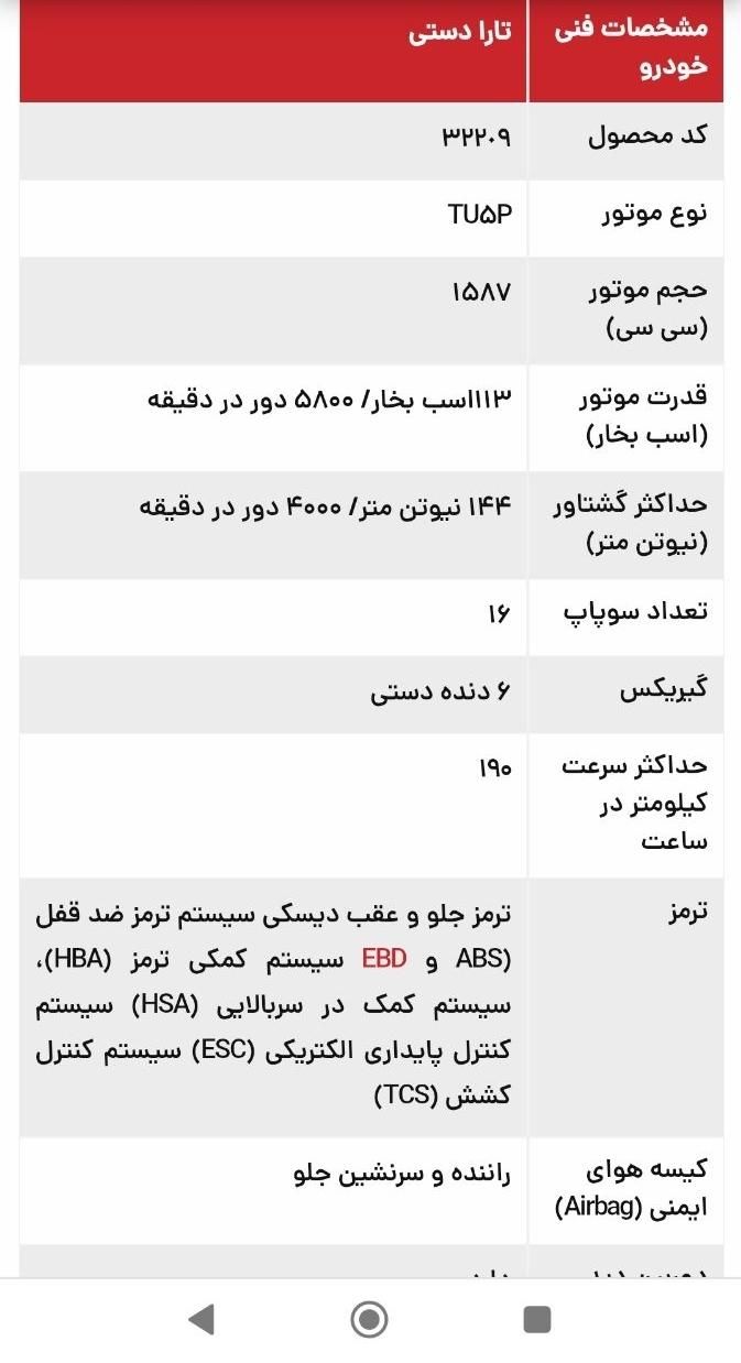 تارا دنده‌ای v1 پلاس ۶ دنده - 1404