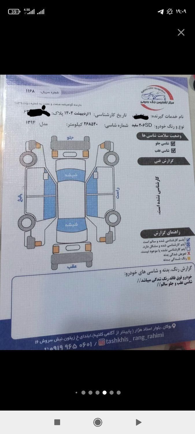 پژو ۲۰۶ صندوق دار v8 - 1394