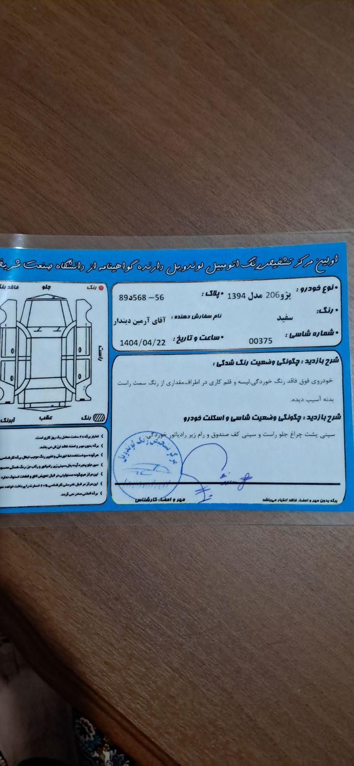 پژو 206 تیپ 2 - 1394