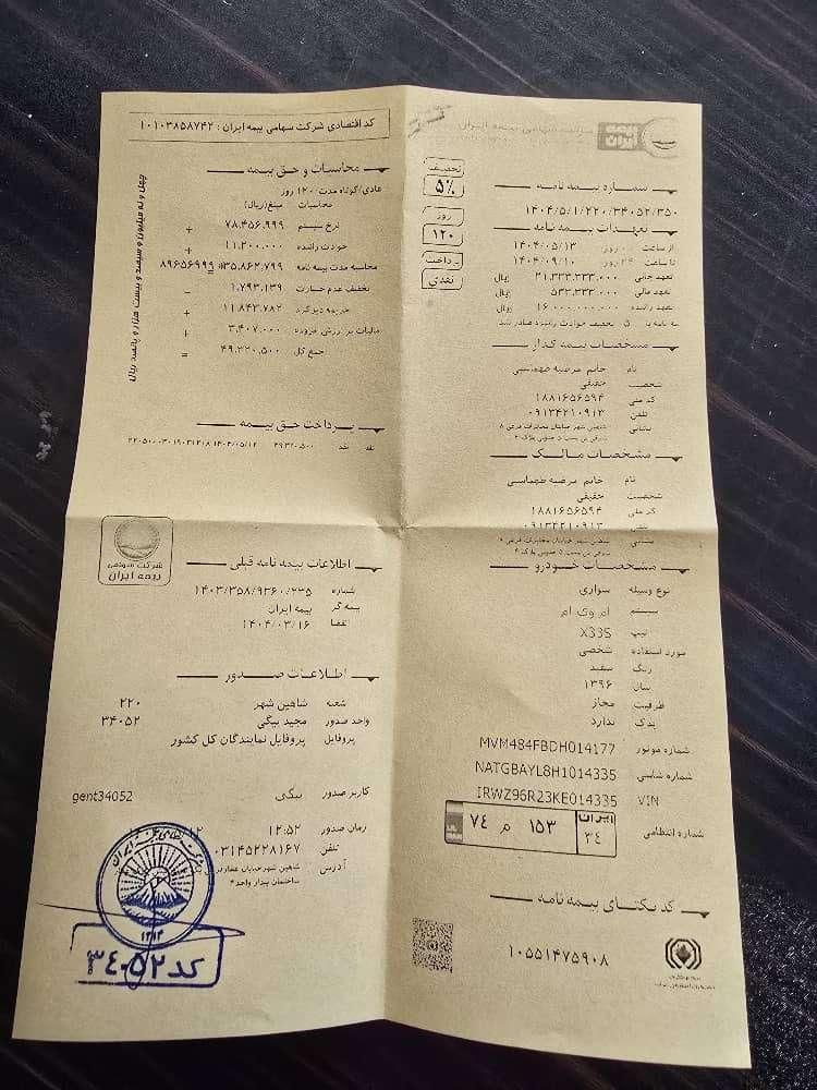 ام وی ام X33 S اتوماتیک اسپرت - 1396