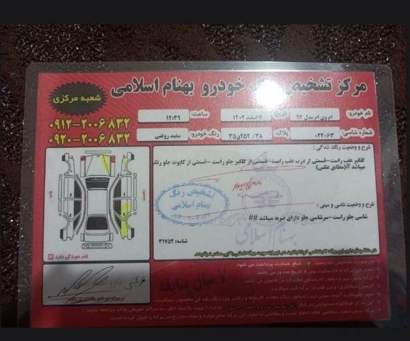 ام وی ام 315 هاچ بک ساده دنده ای - 1394