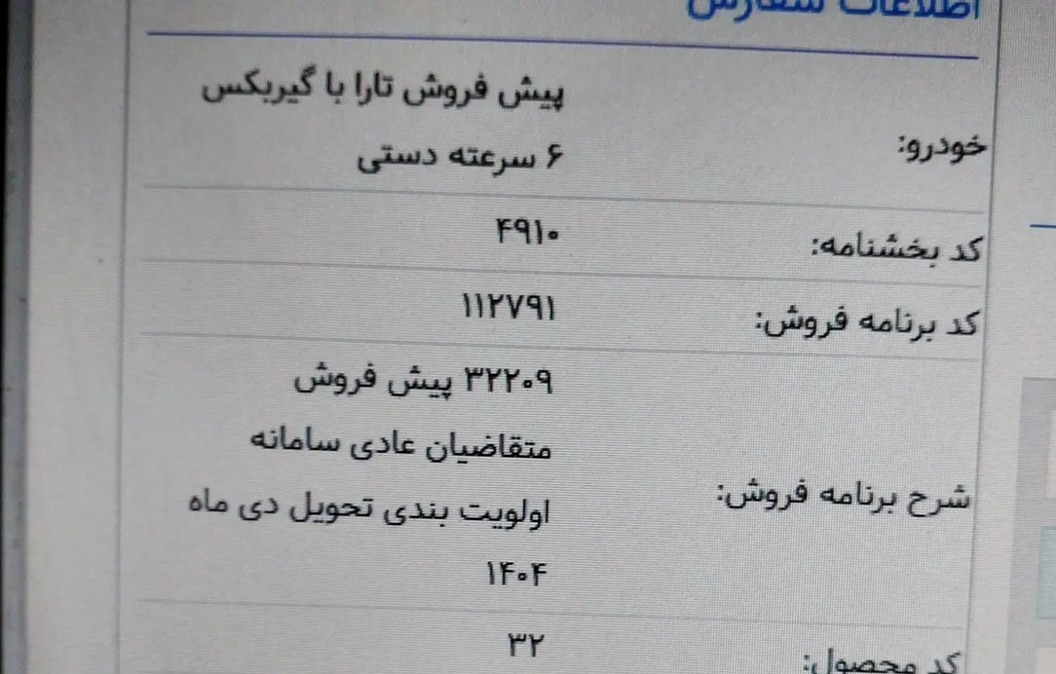 خودرو تارا، دنده‌ای آگهی ann_19999604