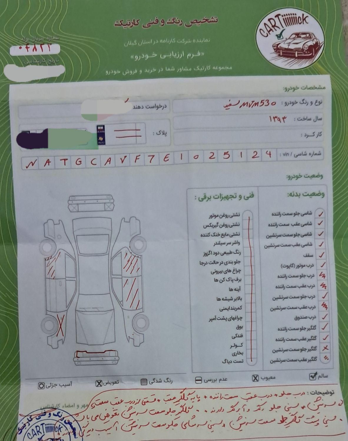 ام وی ام 530 دنده ای - 1393