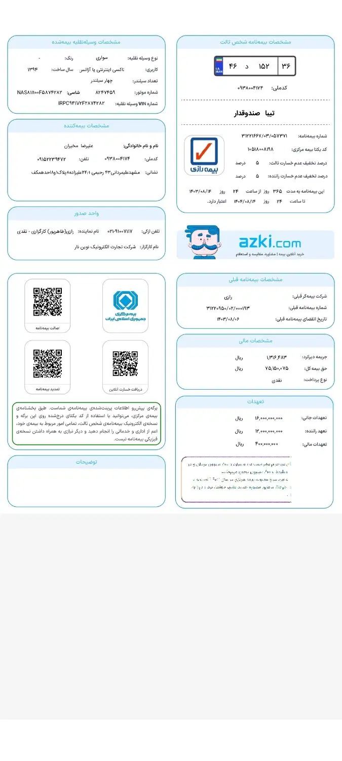 تیبا صندوق دار SX - 1394