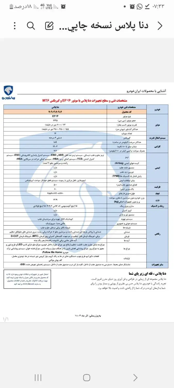 دنا پلاس ۶ دنده EF7p - 1404