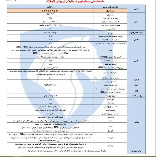 دنا پلاس توربو اتوماتیک - 1399